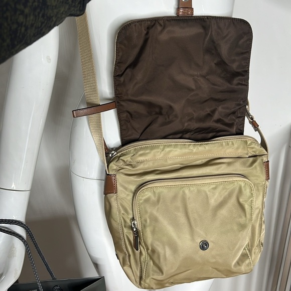 Tumi Voyager Khaki Nylon Brown Leather Trim Crossbody Bag - Picture 6 of 11